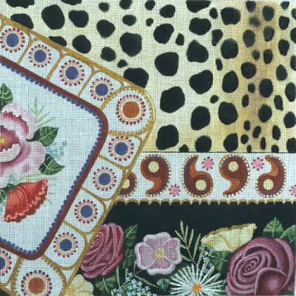 7084 Leigh Designs Cheetah Paisley 13 Mesh 15" x 15" Wild Floral