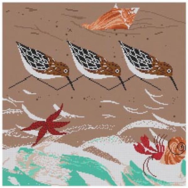 Beach Birds (Top Portion) HC-B302 Charley Harper 18 Mesh 11 1/2 x 11 1/2 