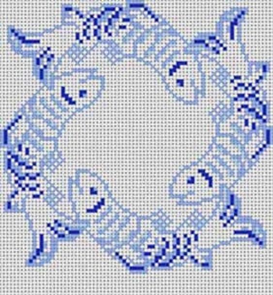 TG-O692 Fish Wreath 18 Mesh 41⁄4x41⁄4 Trish Gunning Treglown Designs