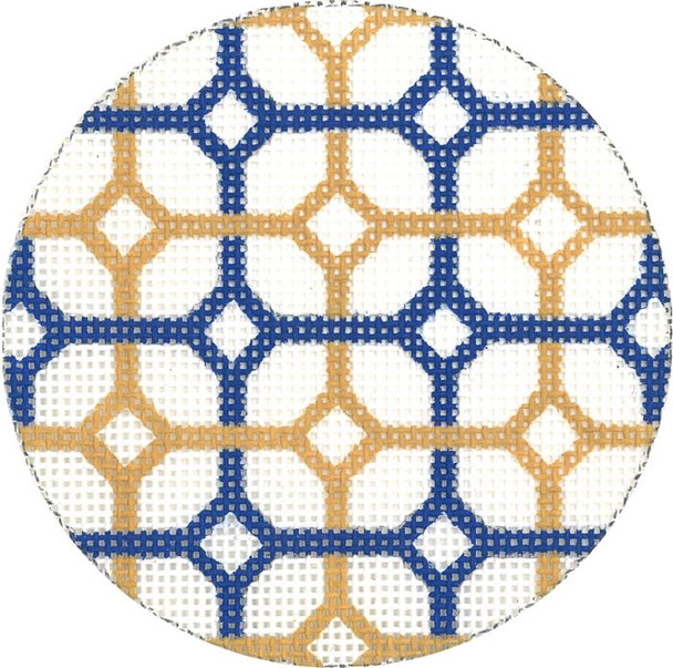 SOS1001 Navy & Yellow Diamonds 18 Mesh 3in. ROUND Son of a Stitch Designs