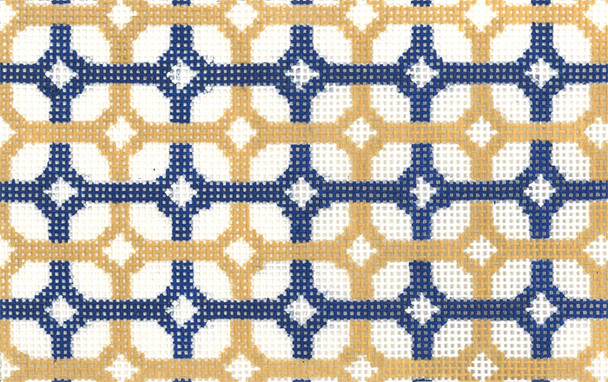 SOS5001 Navy & Yellow Diamonds 18 Mesh 5.25in x 3in BD Size Son of a Stitch Designs
