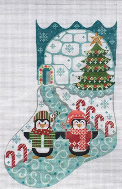 CH-292 Penguin Stocking  10x16 13 Mesh Danji Designs CH Designs