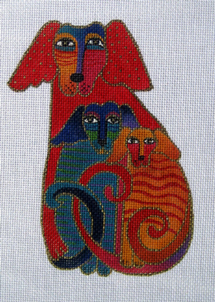 LB-29 Embracing Dogs With stitch guide 5 x 6 18 Mesh LAUREL BURCH