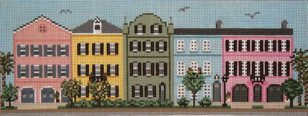 #616 Charleston Row Houses 18 Mesh - 10-1/2" x 4"  Needle Crossings