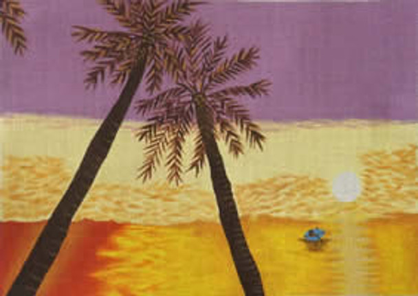B103 Palm Tree Sunset 10x14 18 Mesh Map Designs Designs By Beth