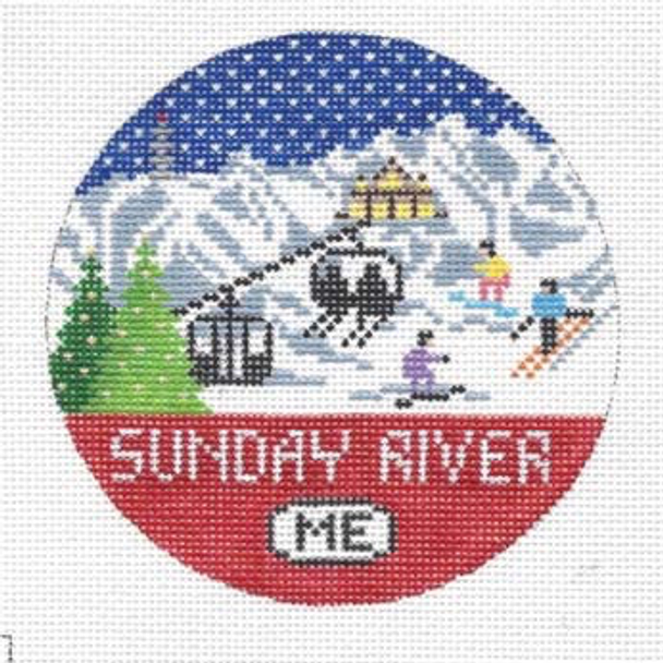 Sunday River, Maine ‐ Round 4.25 x 4.25 18 Mesh Doolittle Stitchery R111 