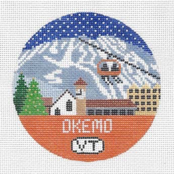 Okemo, Vermont Round 4.25 x 4.25 18 Mesh Doolittle Stitchery R103 