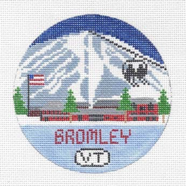 Bromley Mountain Vermont Round 4.25 x 4.25 18 Mesh Doolittle Stitchery R102