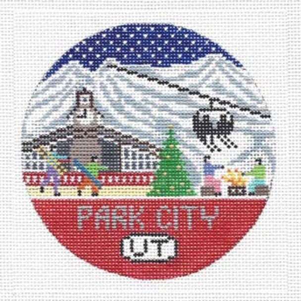 Park City, Utah Round 4.25 x 4.25 18 Mesh Doolittle Stitchery R121 