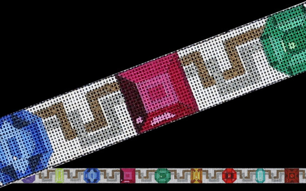 ED-1043 Belt - Jewels & Geo 18g, 1.25 x 36"  DeDe's Needleworks