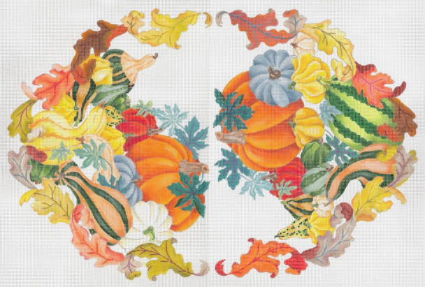 ED-17159 Autumn Country Harvest  18g, 22" x 14" oval DeDe's Needleworks