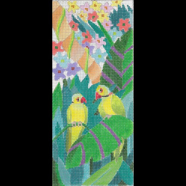 ED-17198 Tropical Forest Parrots EGC 18g, 3" x 7"DeDe's Needleworks