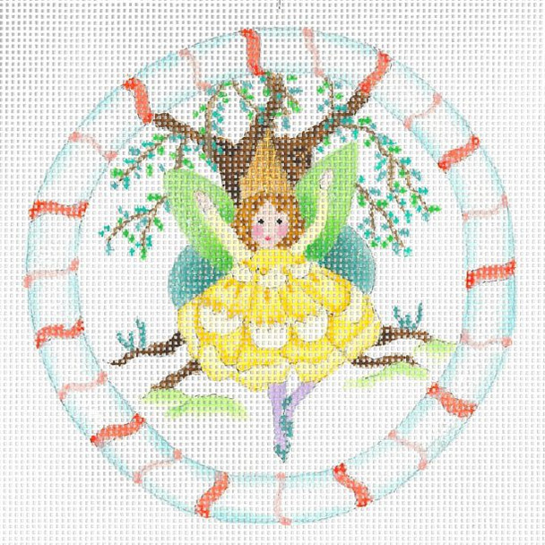ED-18081 Forest Buttercup Fairy 18g, 4.75" dia. DeDe's Needleworks
