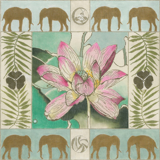 JJF-5062 Lotus / Elephants 18g, 15" x 15" JOY JUAREZ  