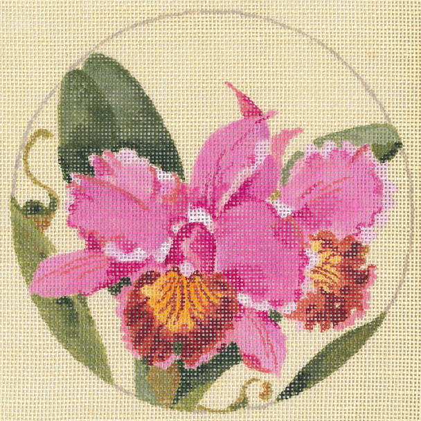 JJL-004 Orchids LINEN 18g, 5.5" diameter JOY JUAREZ  