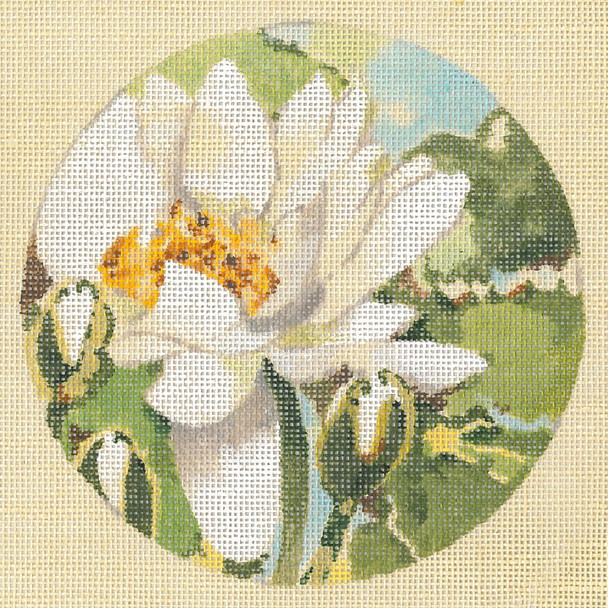 JJL-005 White Water Lily LINEN 18g, 5.5" diameter JOY JUAREZ  