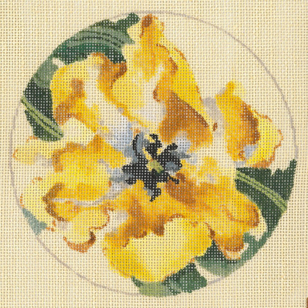 JJL-009 Yellow Parrot Tulip LINEN 18g, 5.5" diameter JOY JUAREZ  