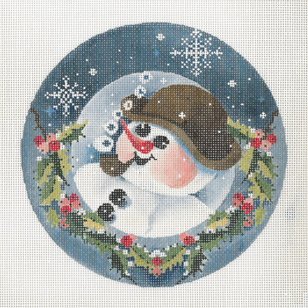 ORNAMENT JJO-2101 Snowman With Brown Derby/Holly 18g, 6.5" diameter JOY JUAREZ