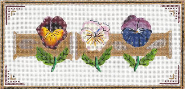 GS-380 Pansy Trio On Bamboo 18g,8"x4" Sharon G