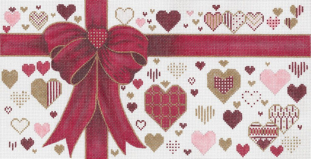 GS-624 Red Ribbon With; Hearts 18g, 12" x 6" Sharon G