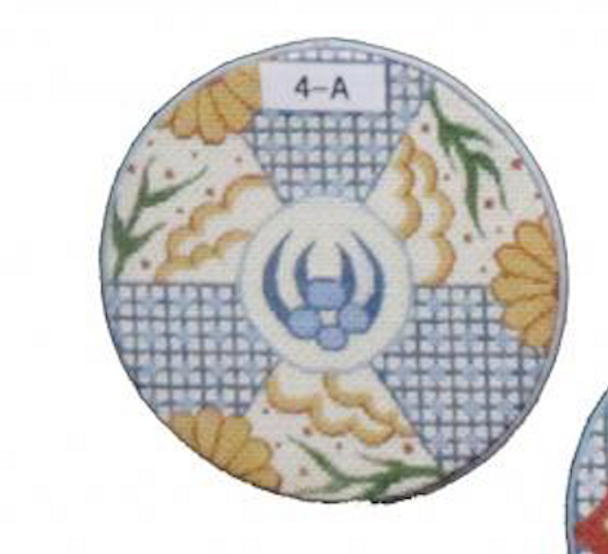 4-A Light Imari Colors - Jewel Case PreFinished 4.5″ diameter, 2.5″ height Example Shown Creative Needle