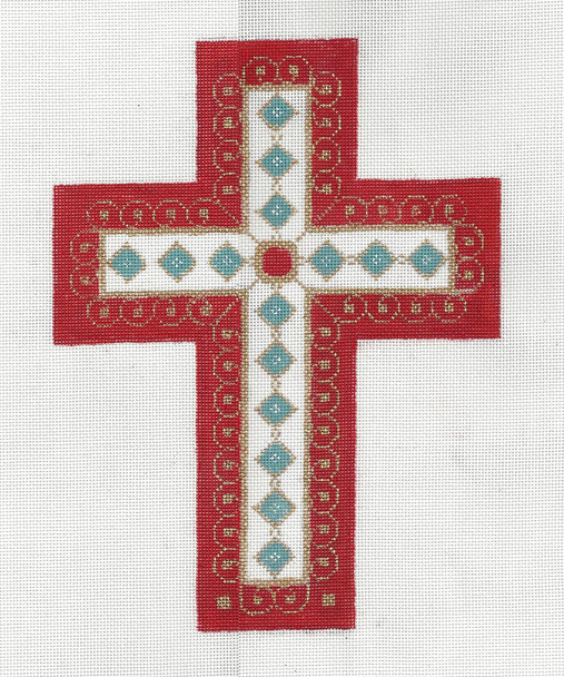 431-JH Cross Red/Aqua/Gold 18g Creative Needle