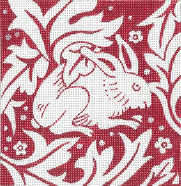494-C Block Print Red Rabbit 13g, 8" x 8"  Creative Needle