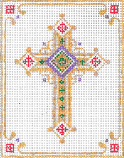 535-JH Cross Gold w/ Border 13g, 5"x7" Creative Needle