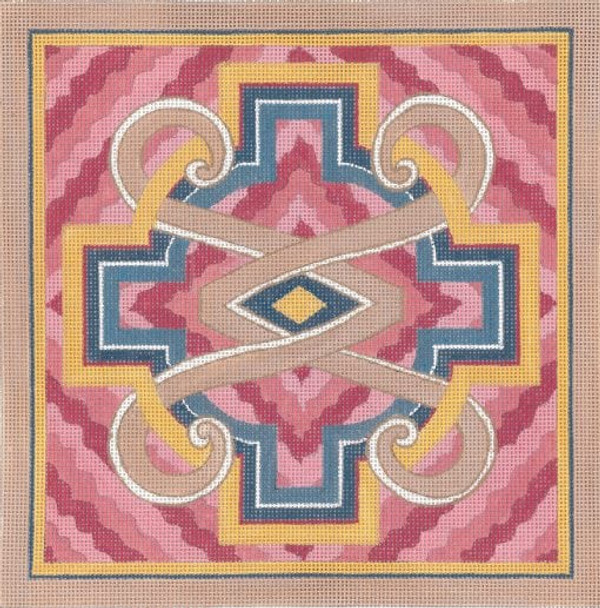 813-A Faux Bargello Design in Pink 13g, 11" x 11" Creative Needle