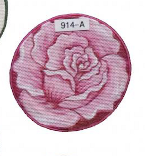 914-A  Rose in Rose Jewel Case PreFinished 4.5″ diameter, 2.5″ height Example Shown Creative Needle