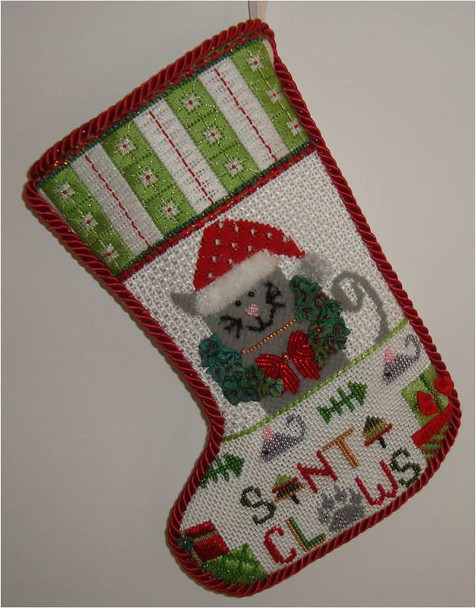 Christmas Stocking Santa Claws 7.5” x 5”  18 Mesh Sew Much Fun