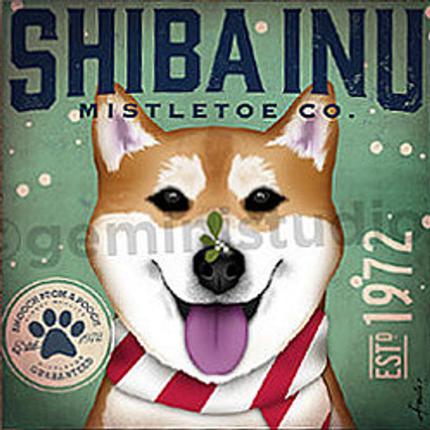 200 Series:  TC-SF-206 12x12 18ct Shibainu Mistletoe Tango & Chocolate