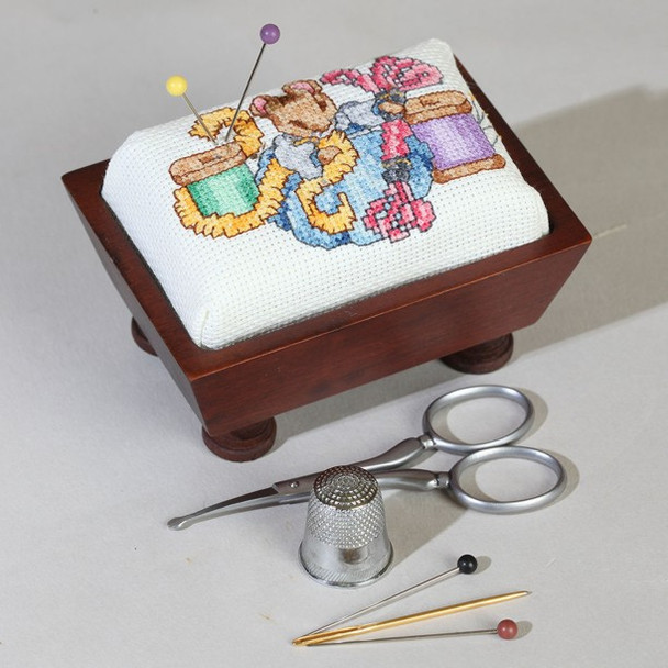 Pincushion 15791 Vintage with Feet - (3 1⁄2 x 5 Design) Wood Stain Sudberry  Pattern Not Included