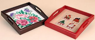 Tray  68001 Sudberry Mahogany Finish  Small Square (91⁄2 x 91⁄2 Design) (10 x 10 øverall) Pattern Not Included