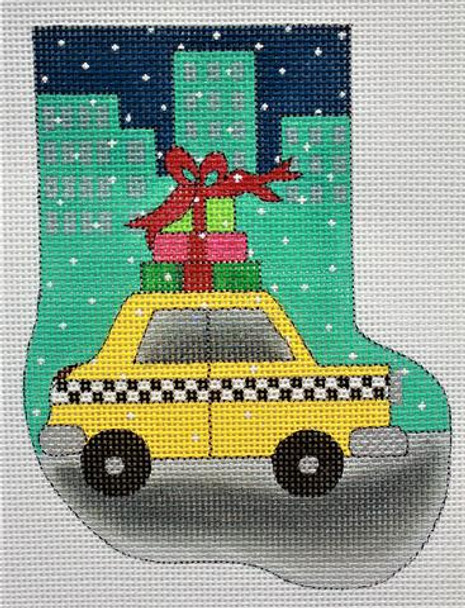 MNS-194F Taxi  With Presents  Mini Stocking 18 Mesh 4 x 6  Renaissance Designs