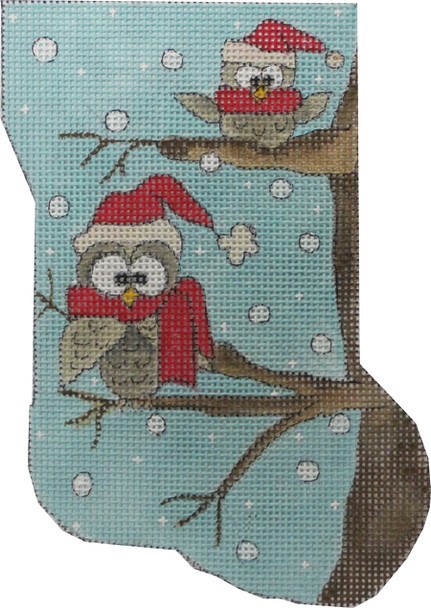 MNS-255 Owl Santas Mini Stocking 18 Mesh 4 x 6  Renaissance Designs