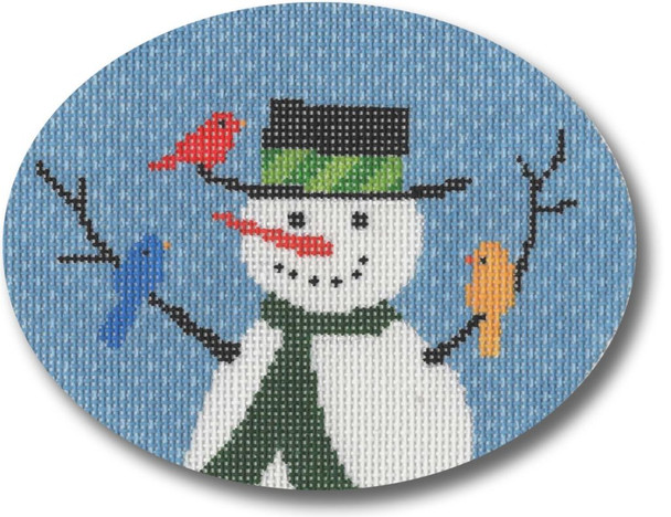 LRE-XO01 Snowman w/Birds 5x4 Oval 18 Mesh Liora Manne