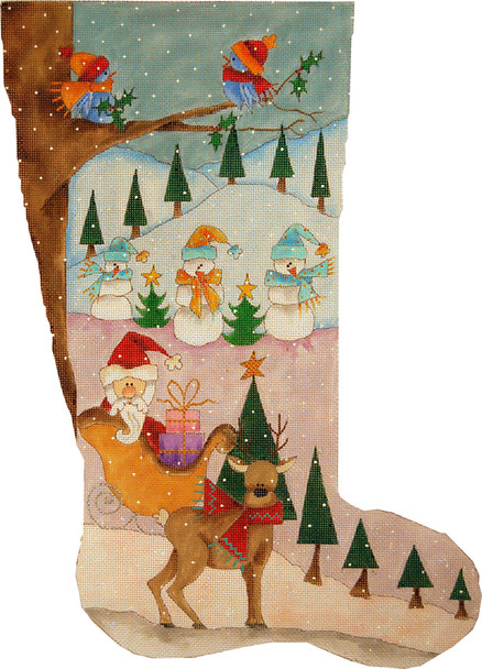 ST-119 A Woodland  Christmas 13 Mesh 12 x 19.75 Stocking Renaissance Designs