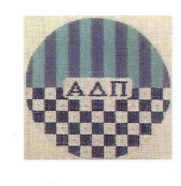 Sorority Series:  TR-ADP Alpha Delta Pi Colors 4.75” “Taxi” Check Round 18 Mesh Kangaroo Paw Designs