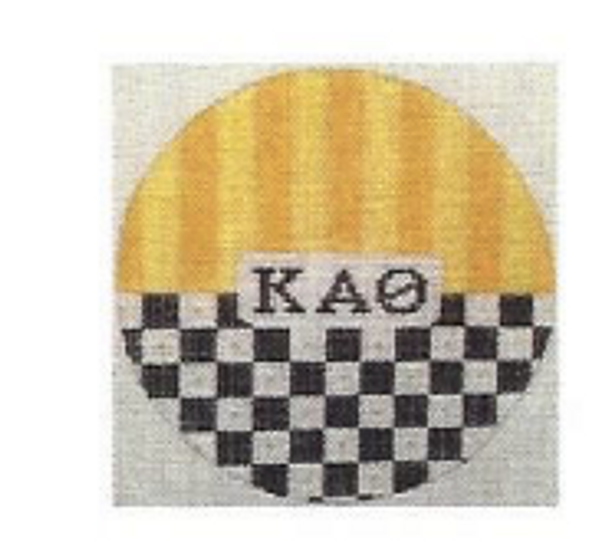 Sorority Series:  TR-KAO Kappa Alpha Theta Colors 4.75” “Taxi” Check Round 18 Mesh Kangaroo Paw Designs