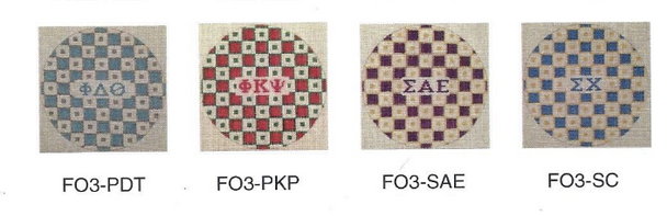Fraternity Series:  FO3-PDT Phi Delta Theta Shown Left Colors Check 18 Mesh Kangaroo Paw Designs
