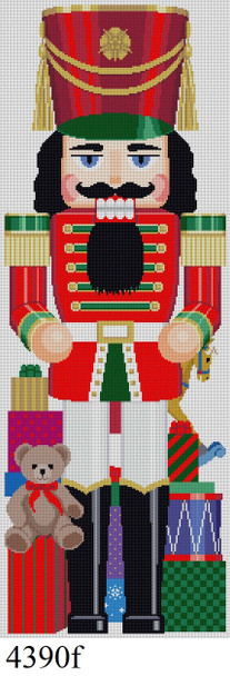 NUTCRACKER 4390f Susan Roberts Needlepoint WITH TOYS, 30" STAND-UP - 13 MESH ( front )