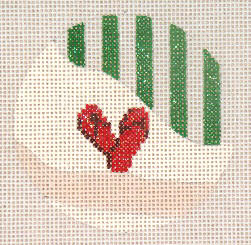 #NM-15 G Flip Flops Green Stripes 18 Mesh 3" Round Designs by Needle Me Needle Crossings