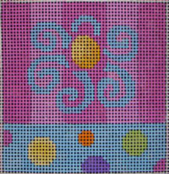 101 PAL Flower Pink Aqua  Stripes/Dots 5x5 10 mesh Beth Gantz Designs