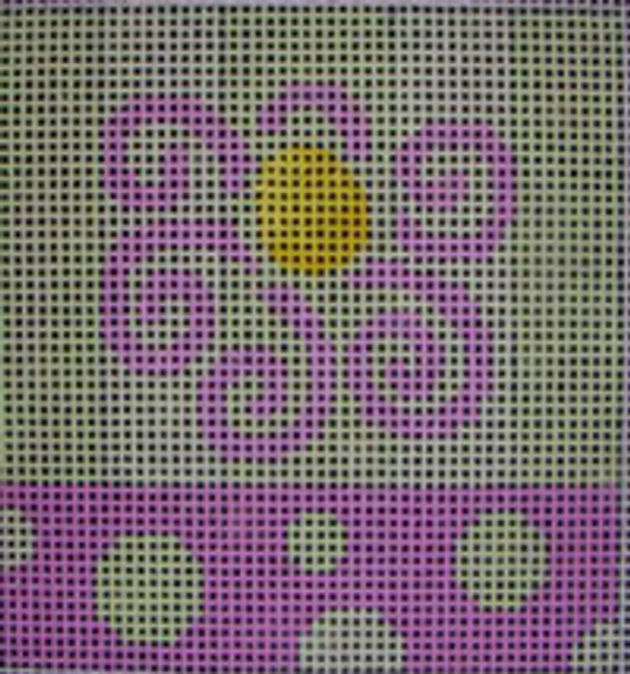 101 LA	Lime Aqua Flower Stripes/Dots 5x5 10 mesh Beth Gantz Designs
