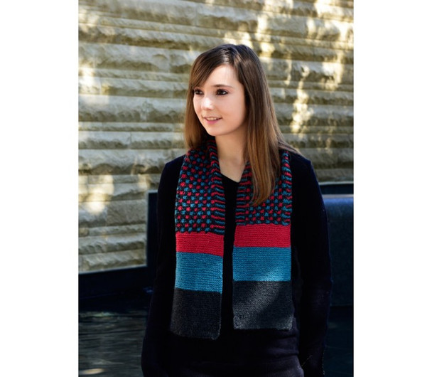 P-J-160 Jojoland Knitting Pattern DOUBLE TWIST CHECK SCARF