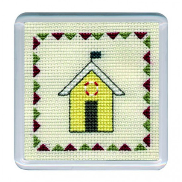 Coaster Kit Beach Hut Yellow Stripe Textile Heritage Collection COBHY