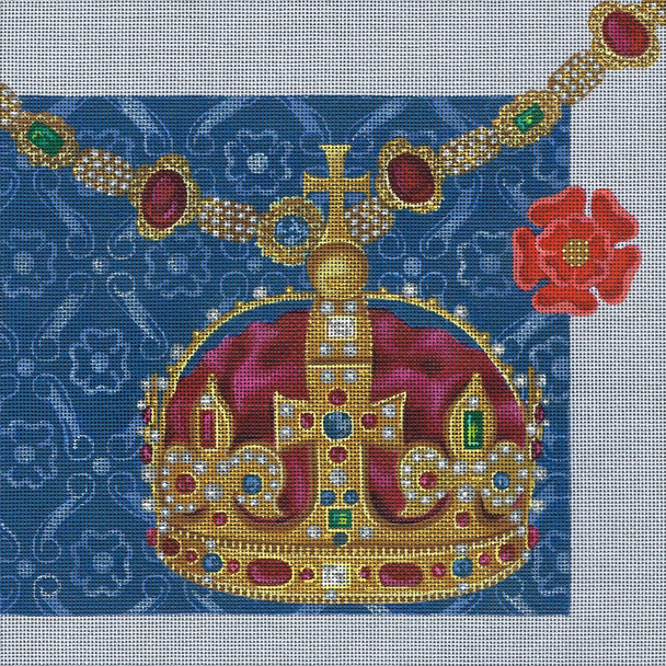 7212 King Leigh Designs 18 Mesh 10" x 10"  Crown Jewel Canvas Only Inquire If Stitch Guide Is Available