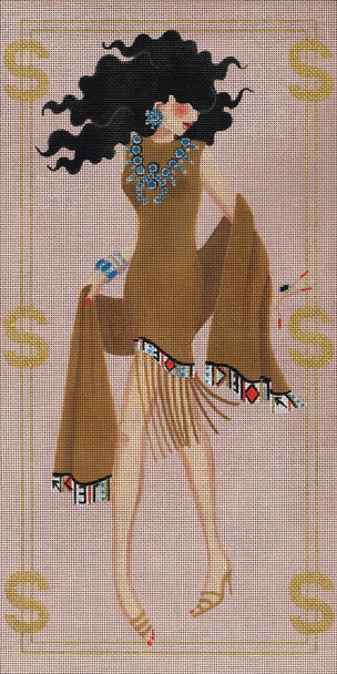 5056 Scottsdale Leigh Designs 18 Mesh  8" x 16" Gold Digger Canvas Only Inquire If Stitch Guide Is Available