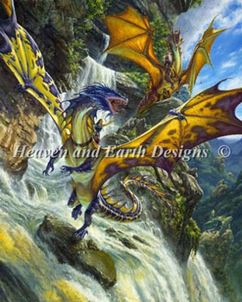 Waterfall Dragons 625w x 781h Heaven And Earth Designs 12-2728